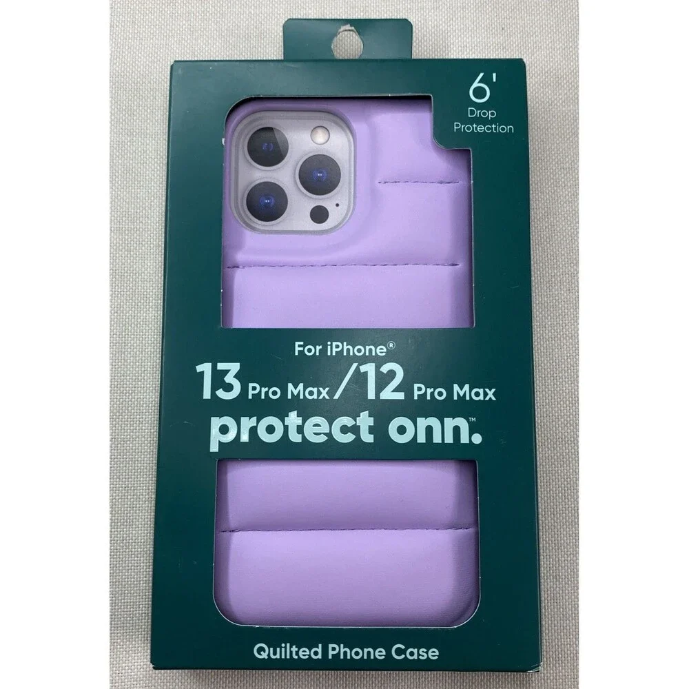 Puffer Phone Case For iPhone 12 13 Pro Max Purple Violet Pastel Quilted Luxe NEW